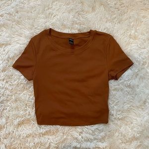 Shein Cropped Brown T-shirt